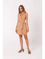M747 Blejzrové šaty so zaväzovaním v páse - karamelové