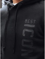 Pánska zateplená mikina s potlačou čierna FashionStreet BX5917