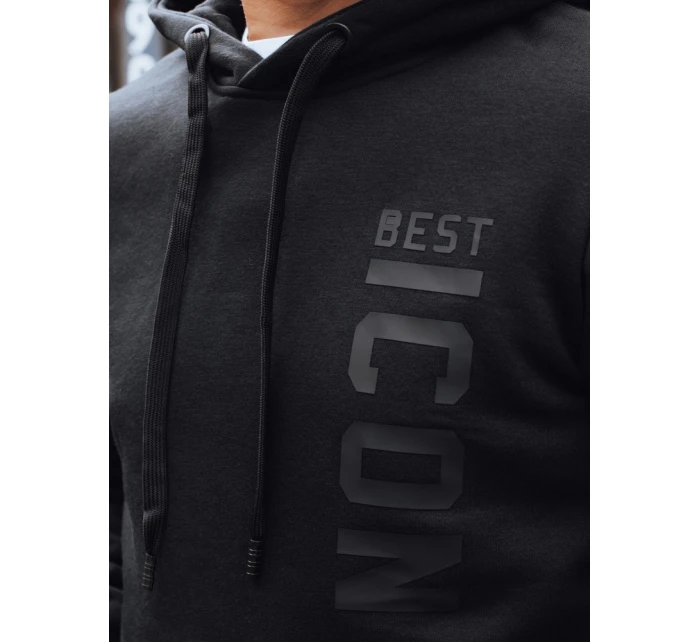 Pánska zateplená mikina s potlačou čierna FashionStreet BX5917