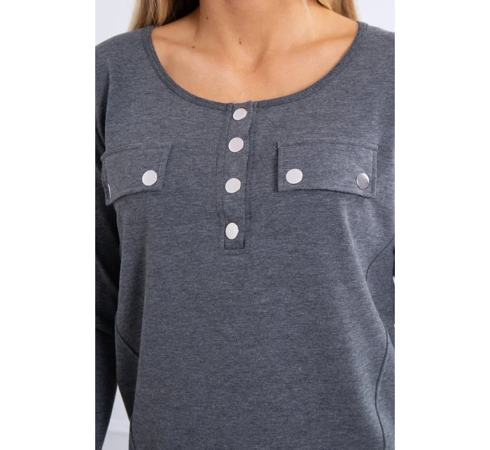 Súprava s gombíkovým výstrihom grafitová