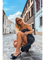 Dámské lodičky na jehlovém podpatku s mašlí a imitací semiše Černé Magnolia Dámské lodičky na jehlovém podpatku s mašlí a imitací semiše Černé Magnolia
