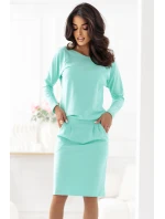 Mikinové šaty s vreckami 189-12 mint - Numoco Mikinové šaty s vreckami 189-12 mint - Numoco