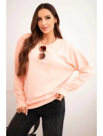 Dámska mikina z elastického bavlneného materiálu s okrúhlym výstrihom biela