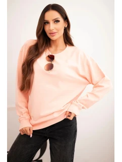 Dámska mikina z elastického bavlneného materiálu s okrúhlym výstrihom biela