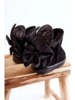 Dziewczęce Ocieplane Śniegowce Z Kokardkami Czarne Meriva