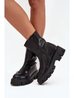 Ocieplane Botki Damskie Na Zamek Z Ozdobami Czarne Thavira Ocieplane Botki Damskie Na Zamek Z Ozdobami Czarne Thavira