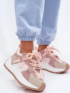 Tenisky na platformě z přírodního semiše model 22095134 růžové - Goe