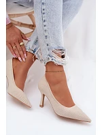 Materiálové lodičky Béžové model 22102872 - Boto