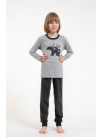 Chlapčenské pyžamo Morten, dlhé rukávy, dlhé nohavice - melanž/tmavý melanž