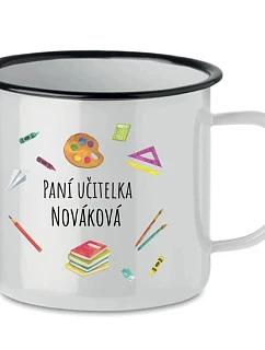 Personalizovaný retro plechový pohárik pre pani učiteľku/pána učiteľa (učebné pomôcky)