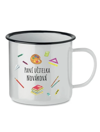 Personalizovaný retro plechový pohárik pre pani učiteľku/pána učiteľa (učebné pomôcky)