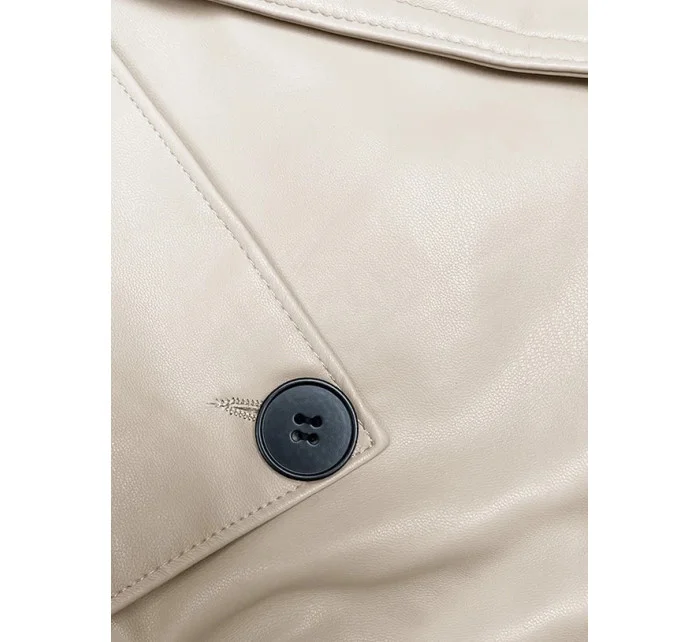 Krátky trenčkot z ekologickej kože J Style v studenej béžovej farbe (11Z8102) Krátky trenčkot z ekologickej kože J Style v studenej béžovej farbe (11Z8102)