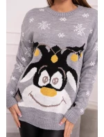 Vianočný sveter so sobom šedý