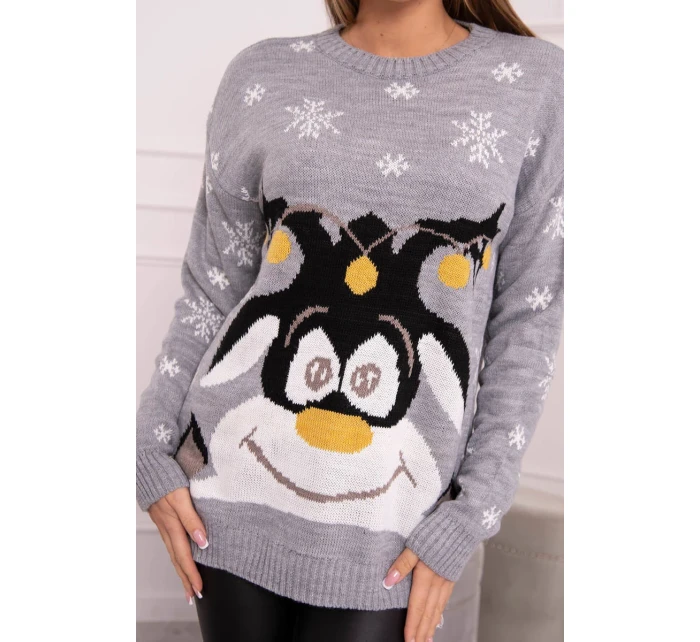 Vianočný sveter so sobom šedý