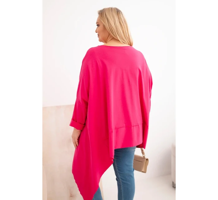 Dámska mikina s kapucňou Plus Size s fuchsiovou potlačou