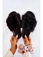 Klapki Z Futerkiem Gumowe Czarne Pollie Klapki Z Futerkiem Gumowe Czarne Pollie