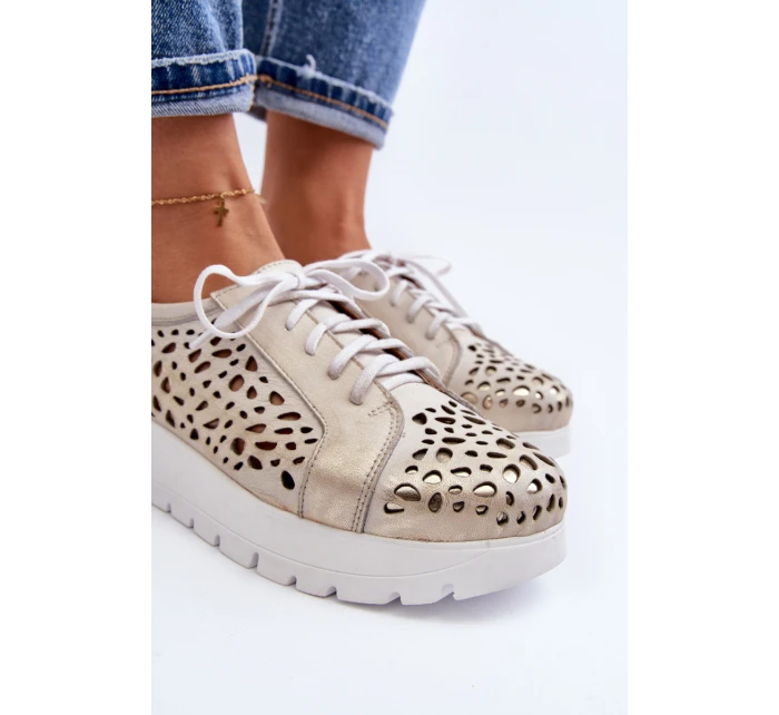 Kožené Polobotky Na Platformě Bežové model 21646202 - Zazoo