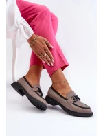 Elegantní dámské kožené mokasíny tmavě béžové model 21655398 - VINCEZA