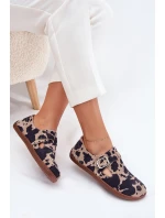 Zamszowe Półbuty Barefoot Damskie Z Klamrą Łaty Zazoo N1261 Brązowo-Beżowe