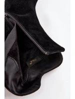 Zamszowe Botki Damskie Na Słupku Z Ozdobą D&A CR52-686 Czarne