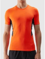 Pánske športové tričko slim z recyklovaných materiálov 4F - oranžové Pánske športové tričko slim z recyklovaných materiálov 4F - oranžové