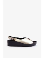 Dámske kožené sandále na klinoch a platforme S.Barski Gold Dámske kožené sandále na klinoch a platforme S.Barski Gold