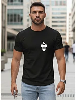 Pánske minimalistické tričko s potlačou čierne FashionStreet NX5090R