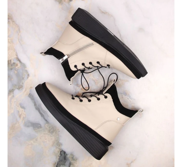 Filippo zateplené kožené topánky na platforme W PAW482 beige Filippo zateplené kožené topánky na platforme W PAW482 beige