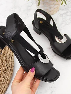 Dámské kožené sandály s pásky černé model 22050364 - Rieker