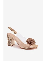 Průhledné Sandály na Podpatku se Šperky D&A MR61-9013 Zlaté
