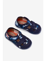 Detské papuče na suchý zips - tmavomodré Reathiana (s motívom lopty) Detské papuče na suchý zips - tmavomodré Reathiana (s motívom lopty)