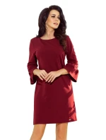 Dámské šaty v bordó barvě s krajkou na rukávech model 6318810 - numoco Dámské šaty v bordó barvě s krajkou na rukávech model 6318810 - numoco