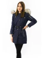 Tmavomodrá a ružová obojstranná dámska zimná bunda s kapucňou (w631) Tmavomodrá a ružová obojstranná dámska zimná bunda s kapucňou (w631)