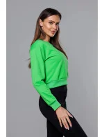 Tenká krátká zelená dámská tepláková mikina model 18378938 - J.STYLE Tenká krátká zelená dámská tepláková mikina model 18378938 - J.STYLE
