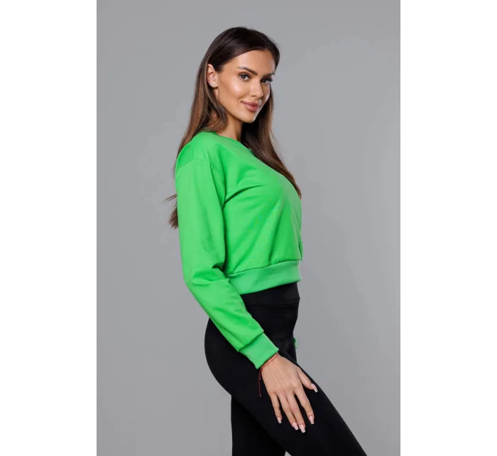 Tenká krátká zelená dámská tepláková mikina model 18378938 - J.STYLE Tenká krátká zelená dámská tepláková mikina model 18378938 - J.STYLE