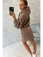 Hrejivé šaty s obálkovým spodným dielom mocca Hrejivé šaty s obálkovým spodným dielom mocca