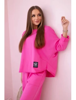 Bavlnená mikina nohavice set ružová