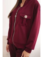 Komplet dámský máslový z viskózy s rozepínací mikinou a kalhotami model 21389310 - K-Fashion Komplet dámský máslový z viskózy s rozepínací mikinou a kalhotami model 21389310 - K-Fashion