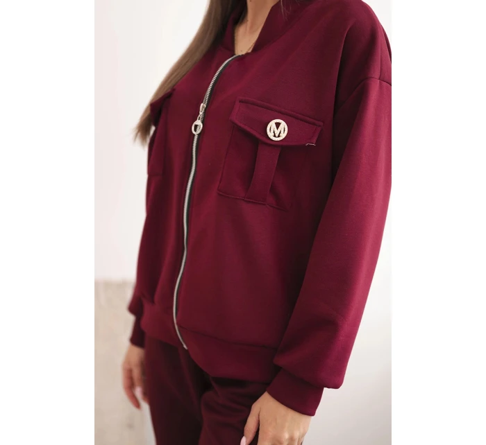 Komplet dámský máslový z viskózy s rozepínací mikinou a kalhotami model 21389310 - K-Fashion Komplet dámský máslový z viskózy s rozepínací mikinou a kalhotami model 21389310 - K-Fashion