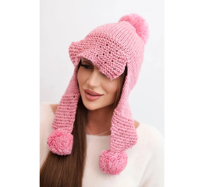Dámská zimní čepice s vlnou a kšiltem a růžová model 21783035 - K-Fashion Dámská zimní čepice s vlnou a kšiltem a růžová model 21783035 - K-Fashion