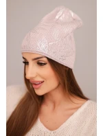 Dámska zimná vlnená čiapka s dvojitým okrajom K426 oranžová