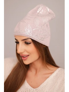 Dámska zimná vlnená čiapka s dvojitým okrajom K426 oranžová