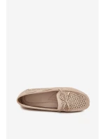 Dámské mokasíny s vzorem a šněrováním béžové model 21704522 - Boto