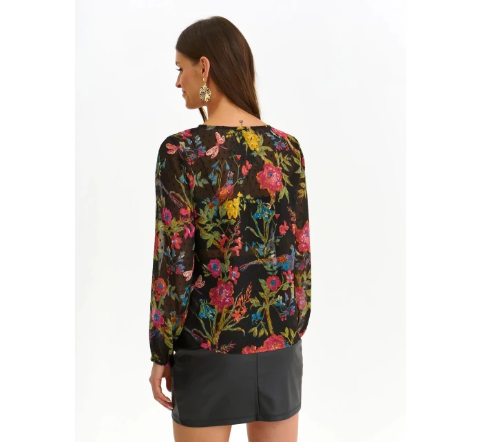Dámska blúzka SBD1480 čierna s potlačou - FPrice Dámska blúzka SBD1480 čierna s potlačou - FPrice