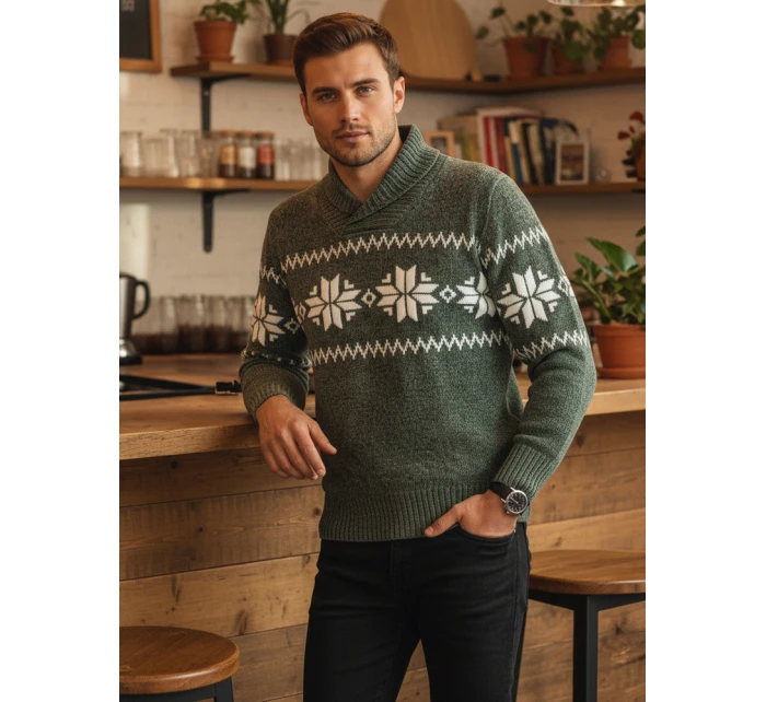 Pánsky zelený sveter FashionStreet WX2270