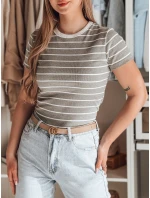 Dámské základní pruhované tričko šedé Dstreet model 21986862 - FashionStreet