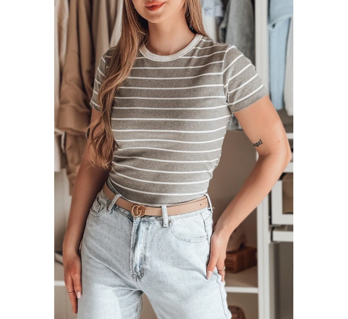 Dámské základní pruhované tričko šedé Dstreet model 21986862 - FashionStreet