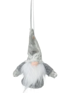DEKORATÍVNY PRÍVESOK SANTA S ÚCHYTKAMI 11CM SIVÝ