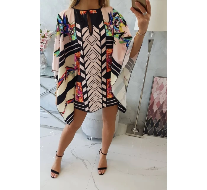 šaty s vázáním v pudrově růžové model 18746604 - K-Fashion šaty s vázáním v pudrově růžové model 18746604 - K-Fashion