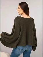 Svetr dámský s přídavkem model 22540772 oversize khaki - K-Fashion
